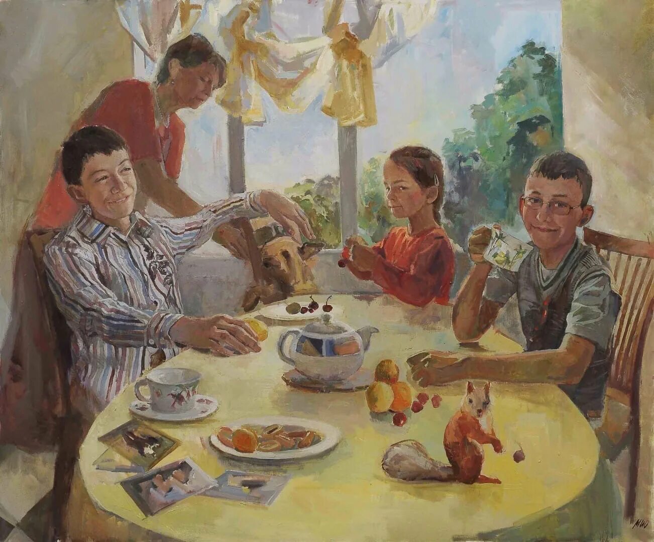 Чаепитие в семье. Семейное чаепитие. Картина обед. Советское застолье живопись. Семейные традиции в живописи.