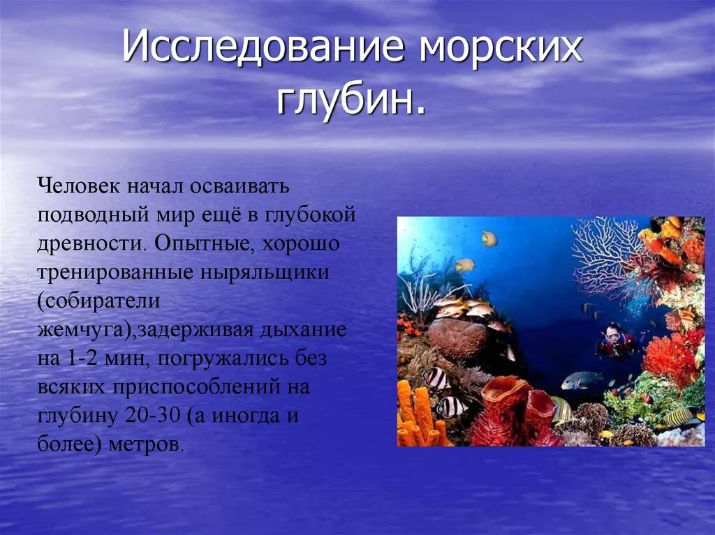 Презентация на тему подводный мир. Сообщение про изучение морских глубин. Задачи на тему подводный мир. Исследование морских глубин. Морской мир кратко