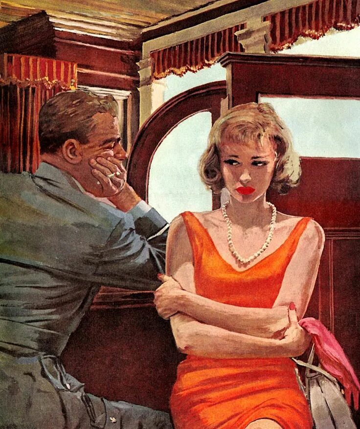 Ретро женщины с мальчиками. Художник austin briggs. ссора живопись. ретро живопись. мужчина и женщина живопись.