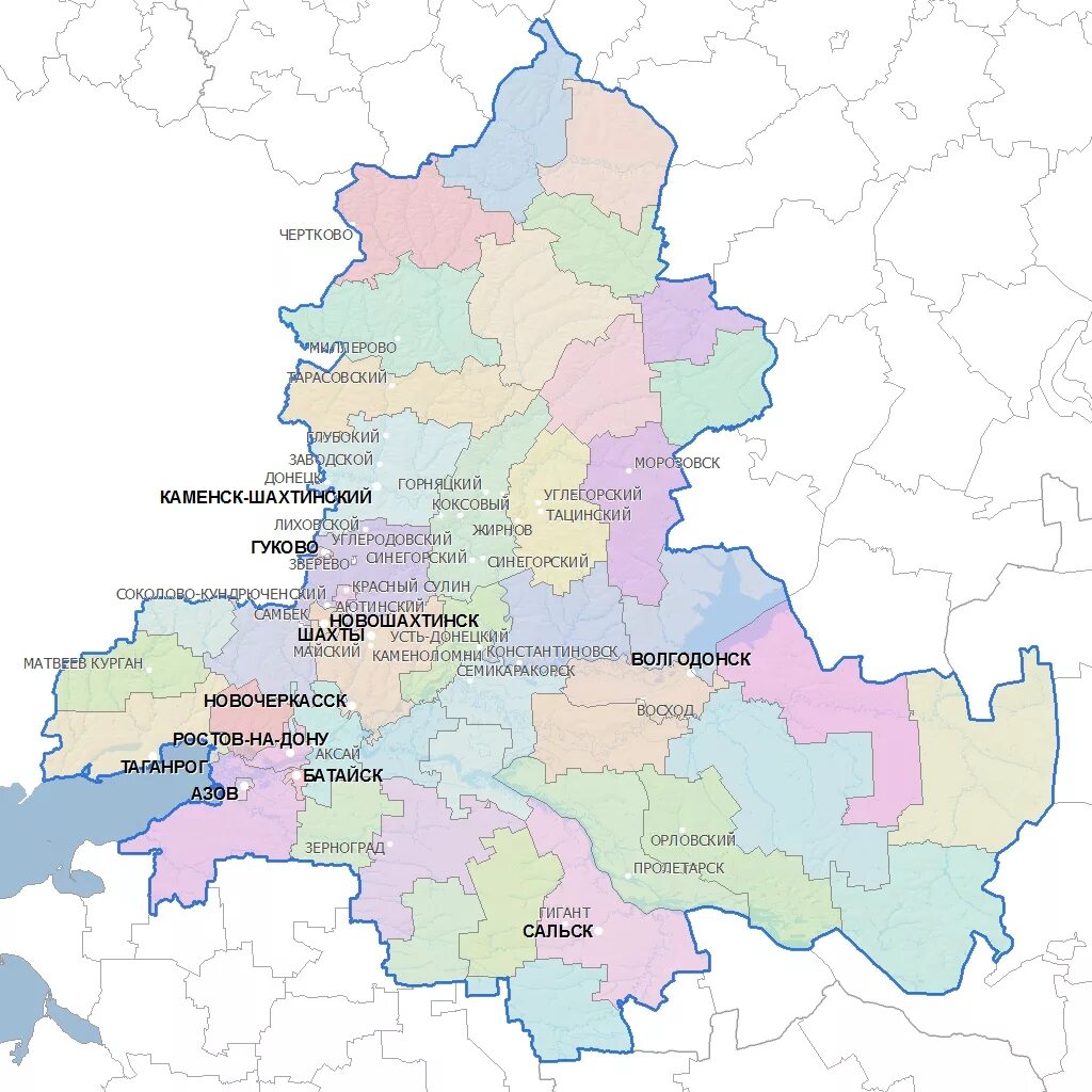 Города россии ростовской области. Ростовская область карта области. Карта Ростовской област. Карта Ростовской области по районам. Ростов на карте Ростовской области.