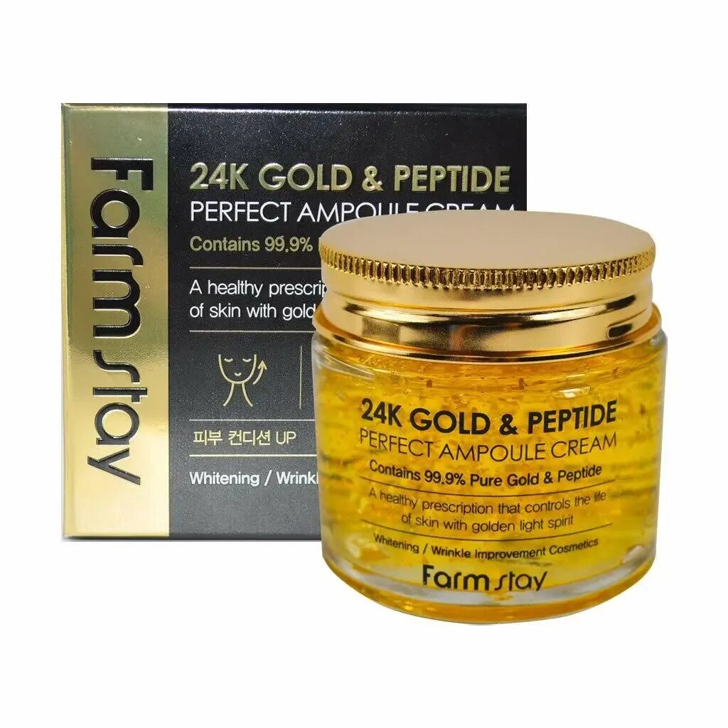 Farmstay 24k Gold Peptide perfect Ampoule Cream. 24k Gold & Peptide perfect Ampoule Cream. 24 Gold Peptide perfect Ampoule Cream. Farm stay 24k Gold&Peptide perfect Ampoule Cream, 80мл.