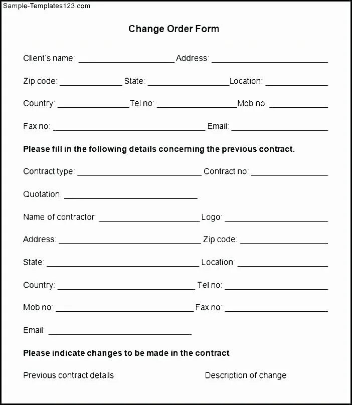 Change order. Engineering change order образец. Form Template. Field change order. Order address