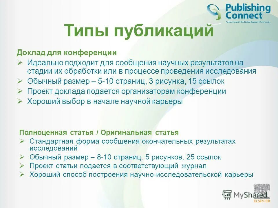 история научных публикаций