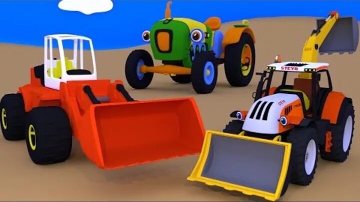 Трактор развивающий для детей. Машинки трактора для мальчиков. Синий трактор. Про трактор экскаватор