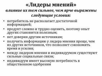 Лидеры мнений это