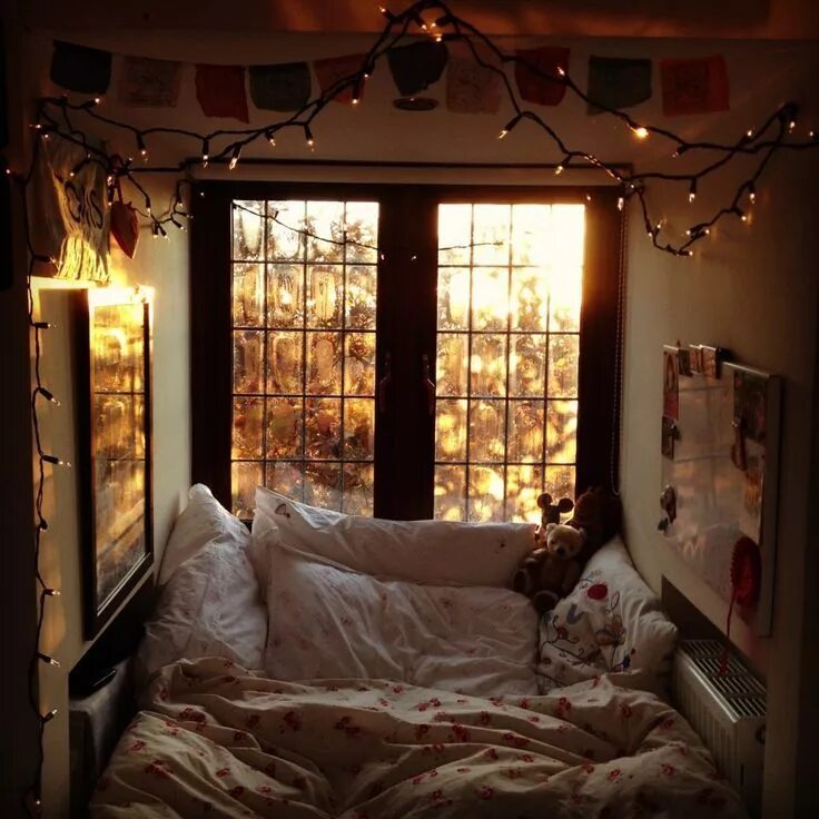 There is a window the bed