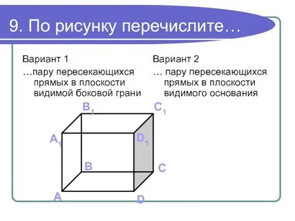 Две пары пересекающихся прямых в кубе