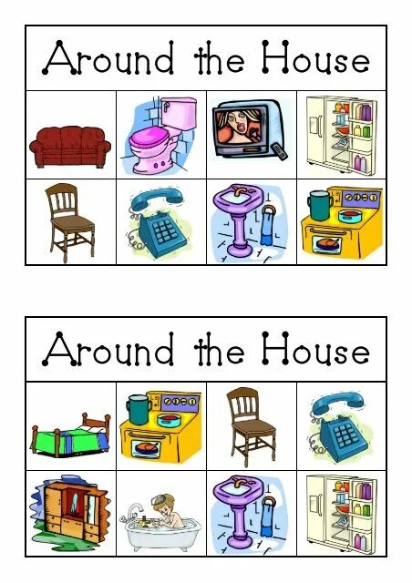 Around the House. Around the House Lesson Plan. Around the House Worksheets. My House Bingo.