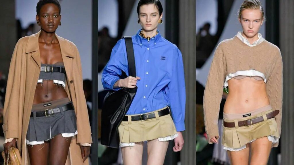 Miu miu visagangbeatz. Мини юбка miu miu 2025. miu miu 2025 коллекция. мини мода. показ мод мини юбки.