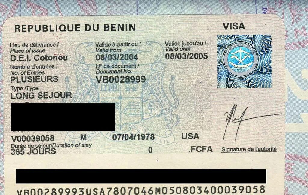 Benin visa. Виза в Бенин. Visa documents.