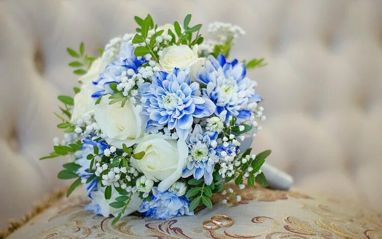 Floral Bouquet by Robyn of Rohsler's Florist Blue wedding flowers bouquet, Blue 