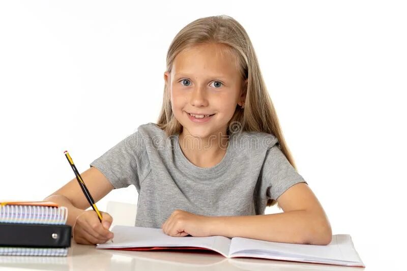 Complete homework. Девочка изучает документы картинка для детей.