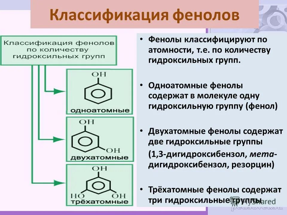 Фенол содержит гидроксильную группу. Фенол содержит гидроксильную группу