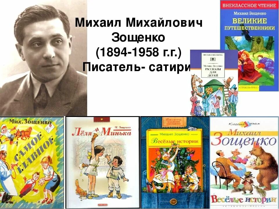 Зощенко главные произведения. Портрет м Зощенко писателя для детей.