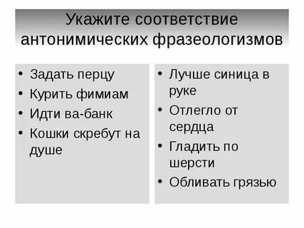 Укажите соответствие