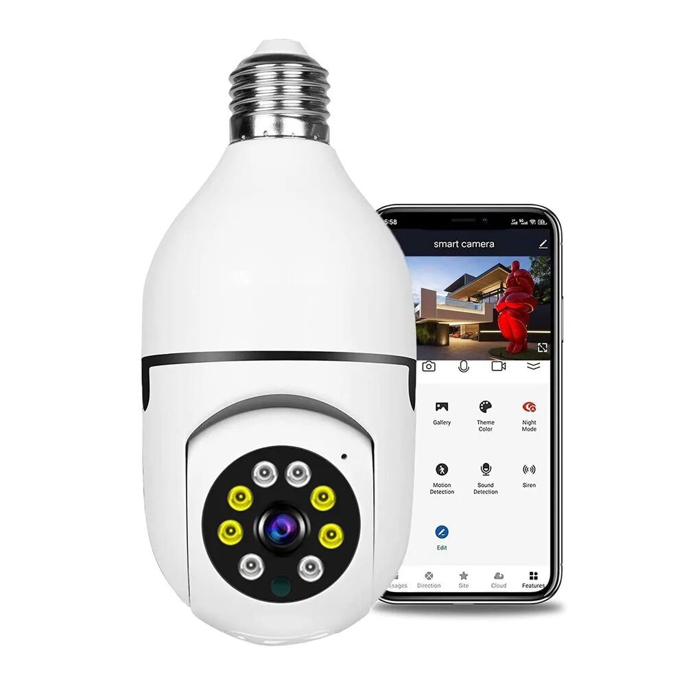 Умная камера с датчиком движения. Камера в лампочке wi-fi. лампочная камера. yiiot outdoor camera r9520.