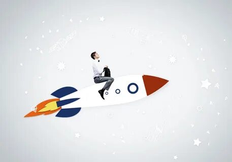 Человек летит на ракете