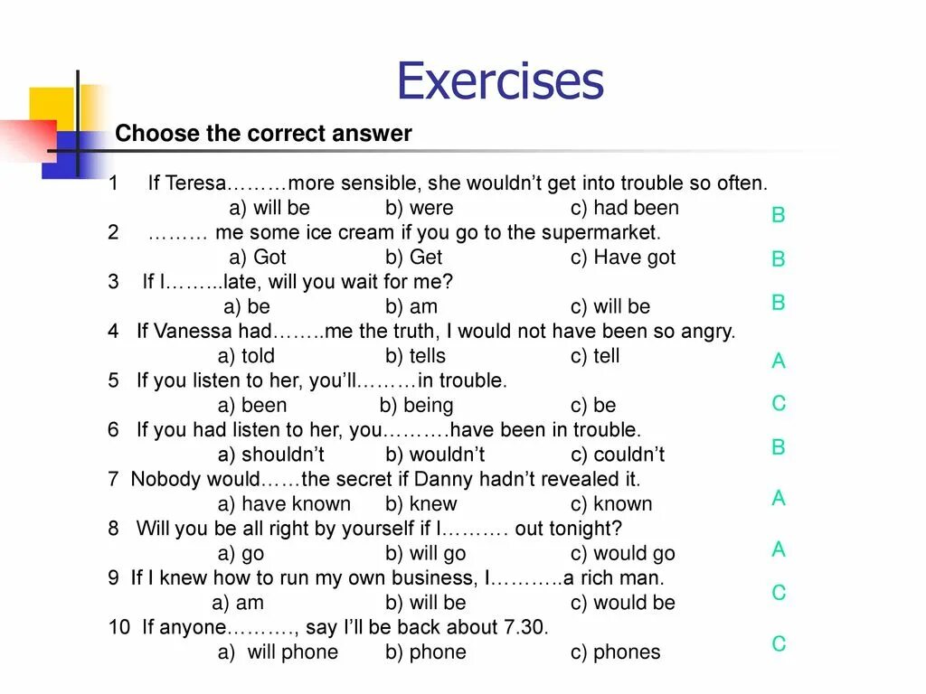 Exercise 1 choose the correct answer. Correct answer.