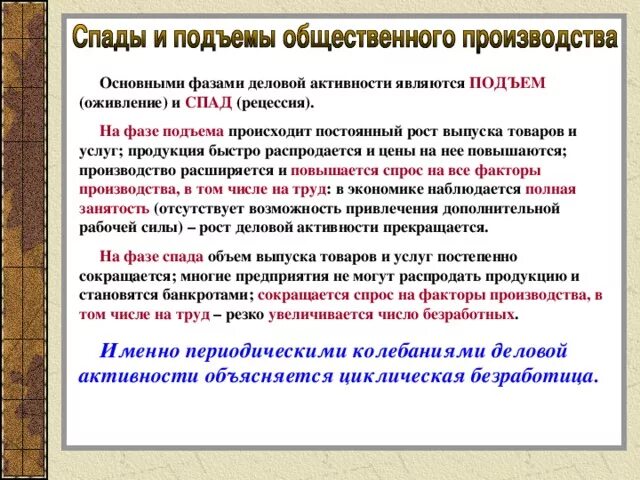 Спад деловой активности. Фазы деловой активности. Период подъема деловой активности. Подъем деловой активности это. Возникает при спаде производства охватывает все