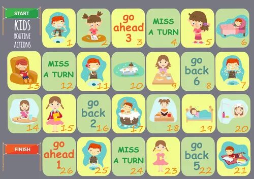 Do a turn out. Daily Routine Board game. Everyday Routine Board game. My Day Board game. Daily activities Board game.