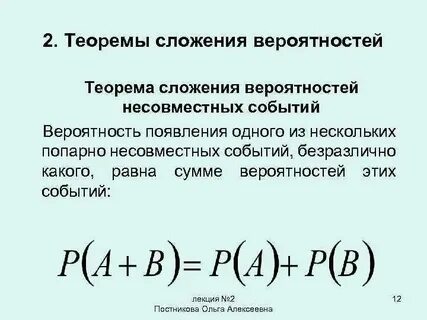 Теорема сложения событий