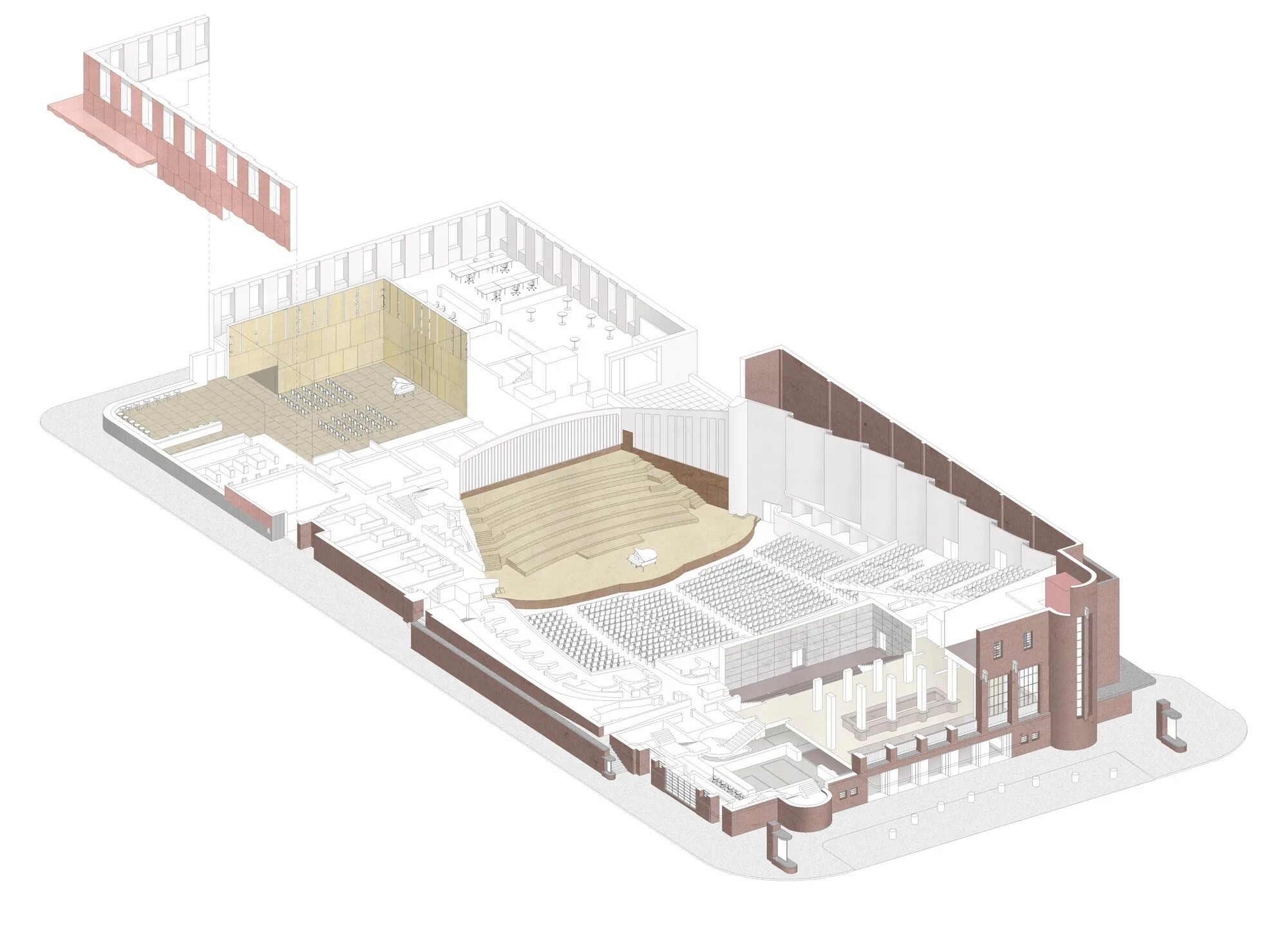 План концертного зала амфитеатра Кесария. Проектирование концертных залов. План здания концертного зала. Проект концертного зала план.