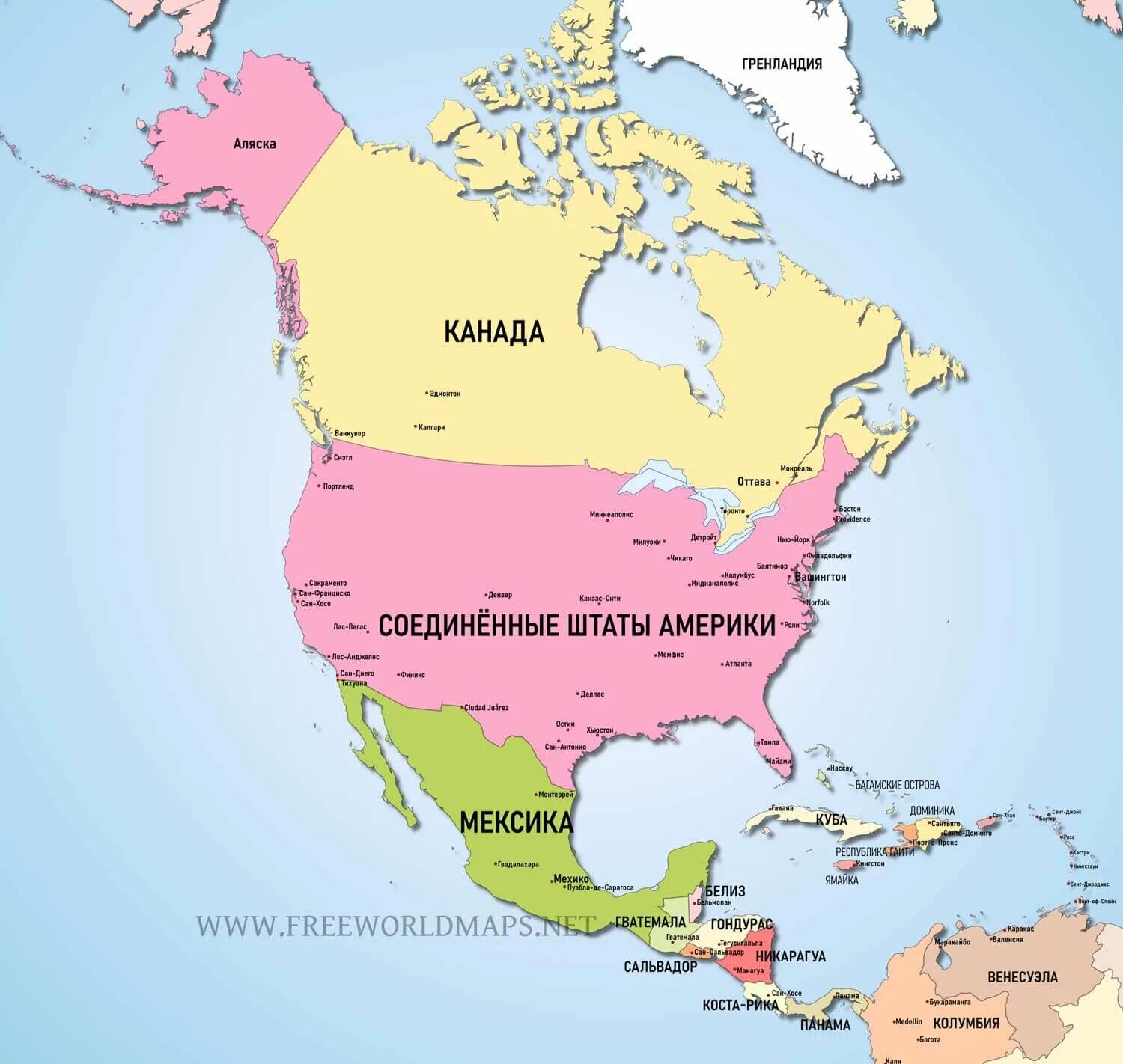 Большая часть северной америки говорит на языке. Карта Северной Америки со странами крупно на русском. Северная Америка на карте со странами и столицами на русском языке. Карта стран Северной Америки на русском языке. Северная Америка карта со странами на русском языке крупно.