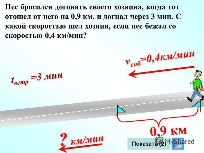 Тема догнать. Пёс бросился догонять своего хозяина когда тот отошел от него на 0.9. Задача на скорость догоняет. Задачи на скорости когда догонят.