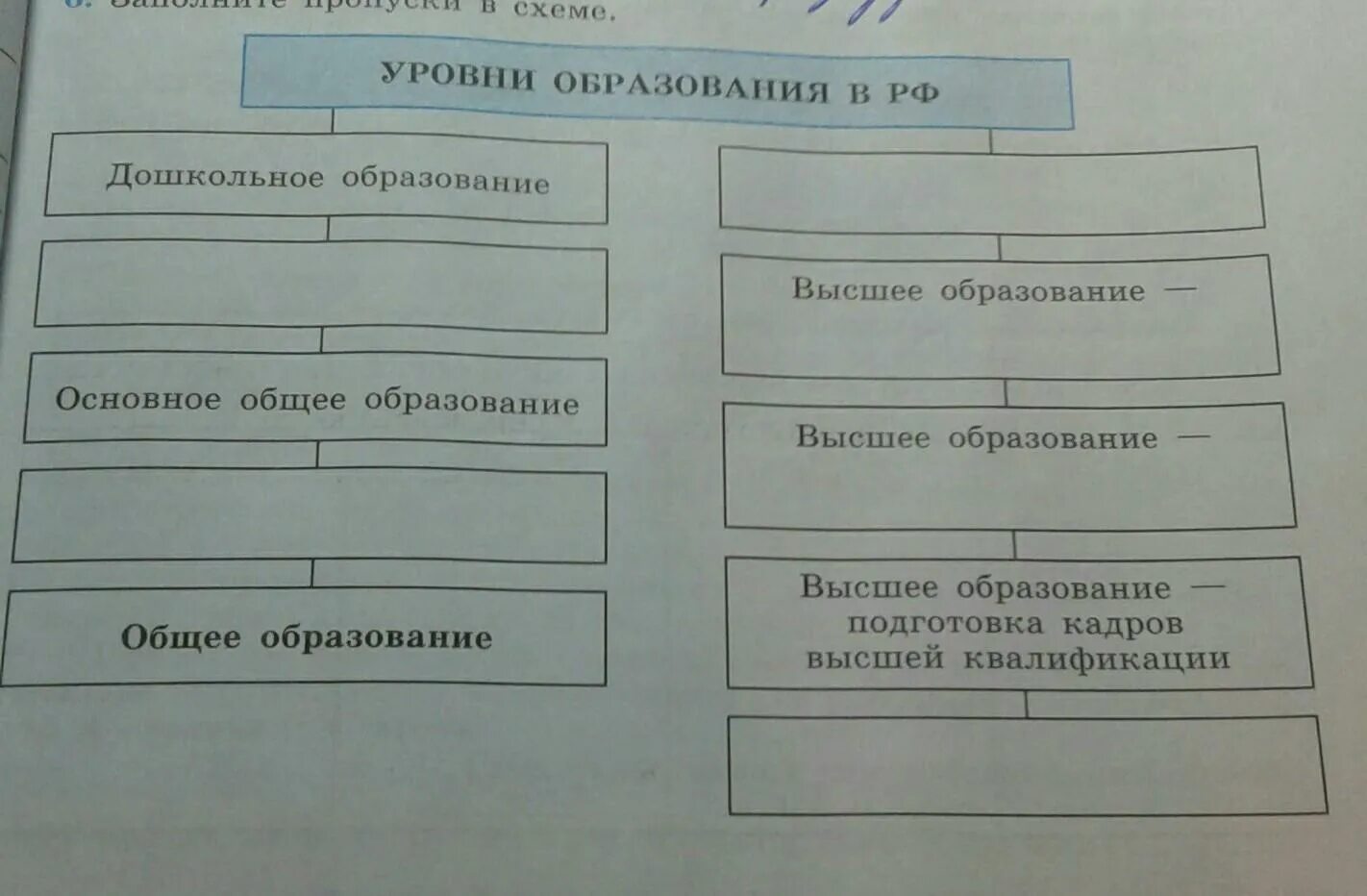 Заполните пропуски обществознание. Уровни образования схема. Заполните пропуски в схеме. Уровни образования в России схема. Уровни образования в РФ таблица.