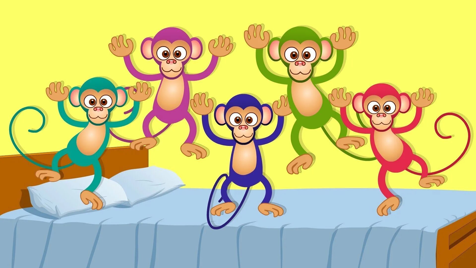 Five little Monkeys jumping on the Bed Nursery Rhymes. Пять маленьких обезьянок Five little. Обезьянка картинка для детей. Обезьяна для дошкольников.