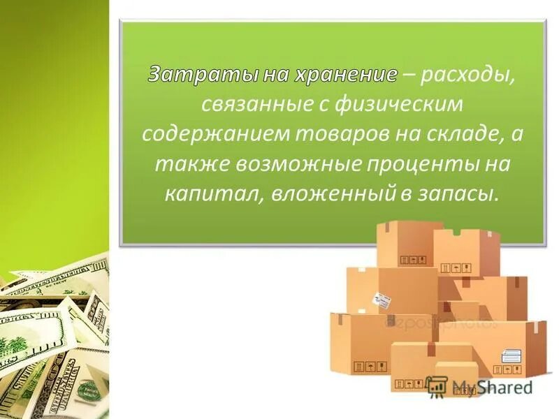 Составляющие издержек хранения