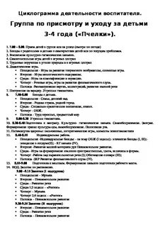 Циклограмма деятельности воспитателя