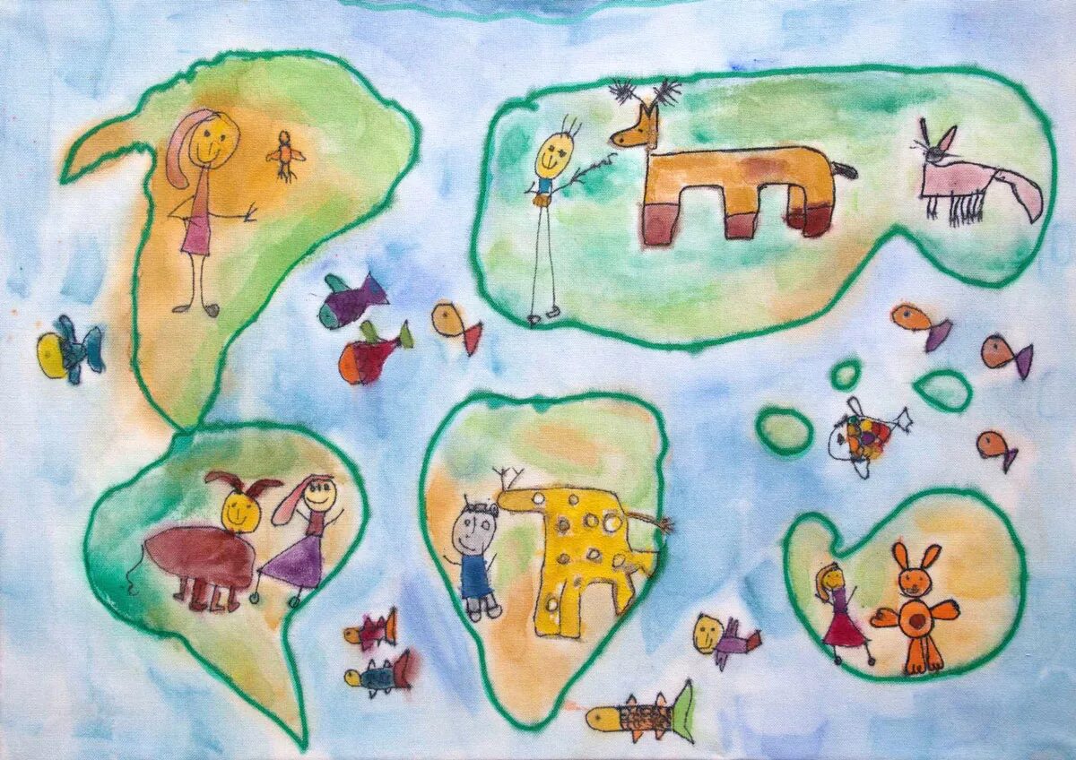 Карта картинка для детей. Карта путешествия для детей. Детский рисунок.
