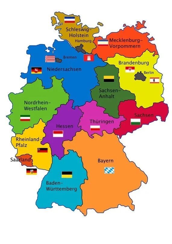 Названия германии в разное время. Карта Германии на немецком языке с федеральными землями. 16 Федеральных земель Германии и их столицы. Карта Германии с 16 федеральными землями. Карта Германии со столицами федеральных земель.