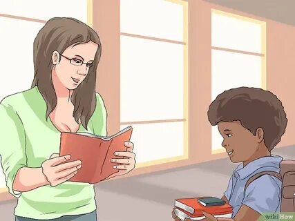The teacher is reading