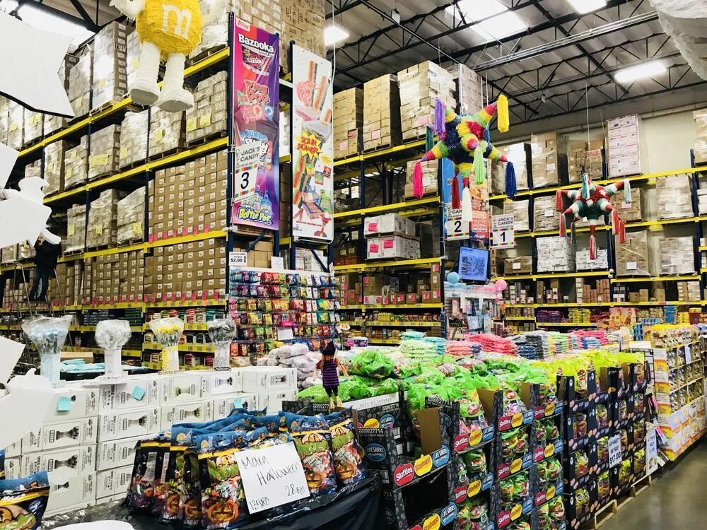 6 candy. Candy warehouse. Rainbow tables. Aisle. Candy warehouse.