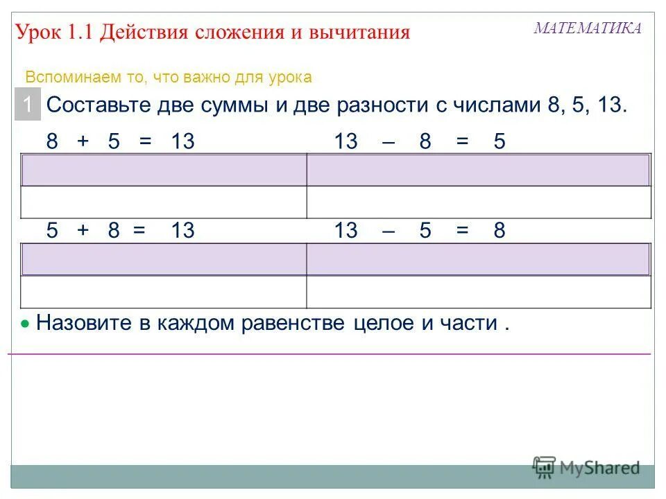 Разность чисел 13 и 5. , назови из чисел 5, 13, 18. вычитание суммы из числа числа из суммы 2 класс. назови из чисел 5.13.18 такое решение.