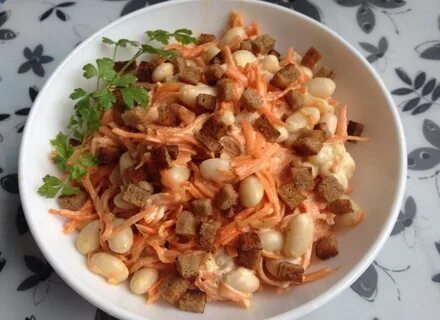 Рецепт салата с корейской морковью и фасолью