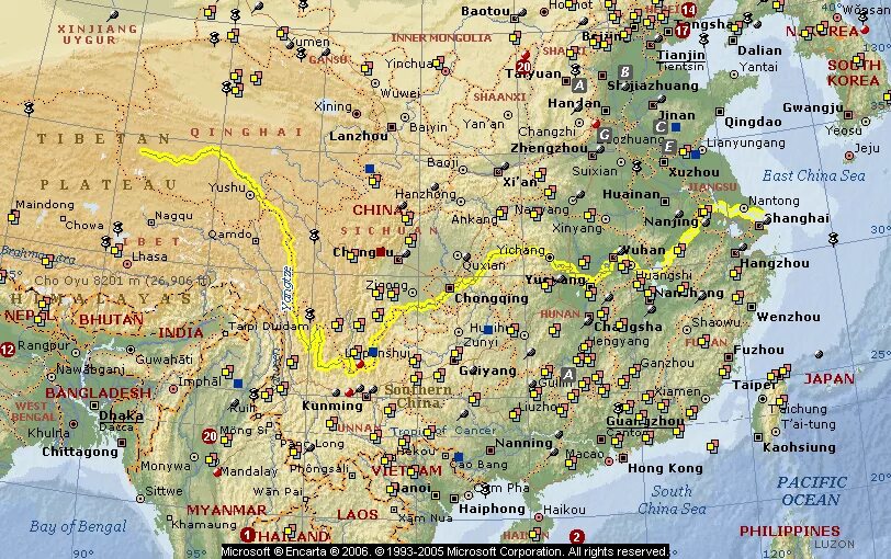 Где на контурной карте находится река янцзы. Бассейн реки Янцзы на карте. Река Янцзы на карте. Река Янцзы на физической карте.