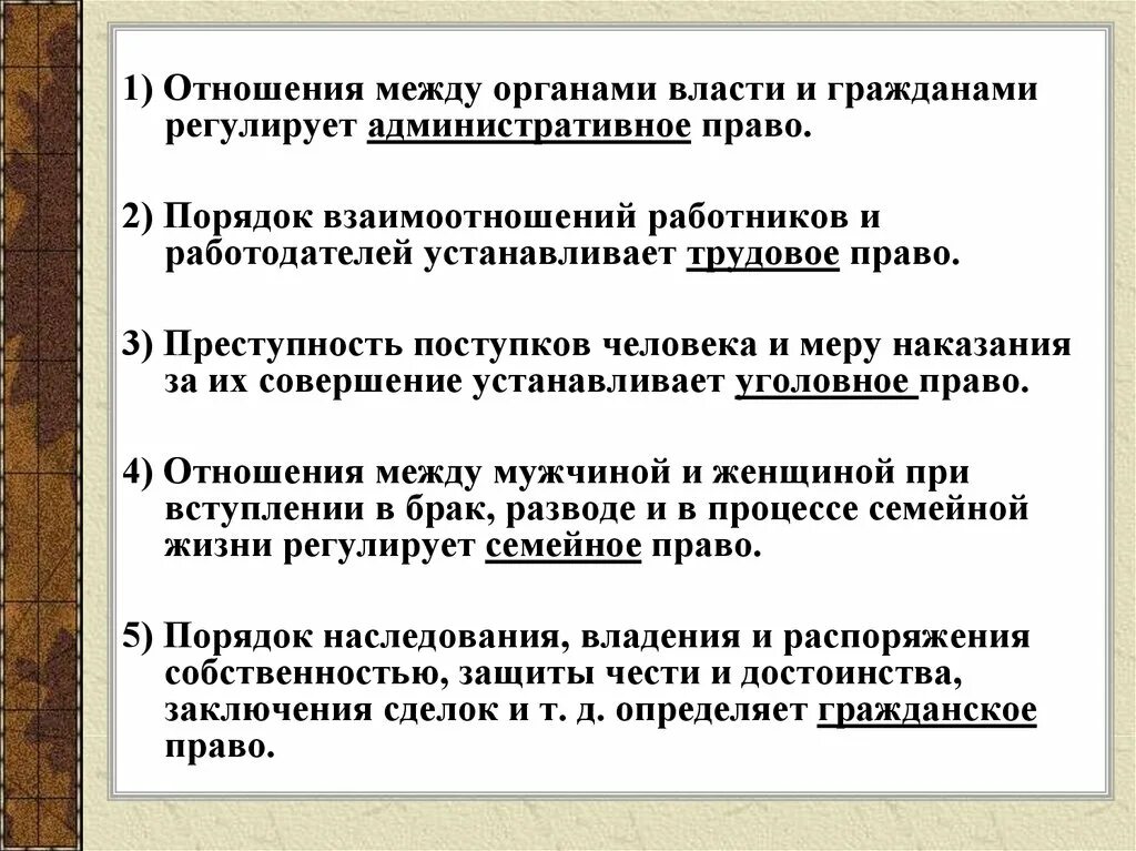 Регулирует отношения между органами власти и гражданами