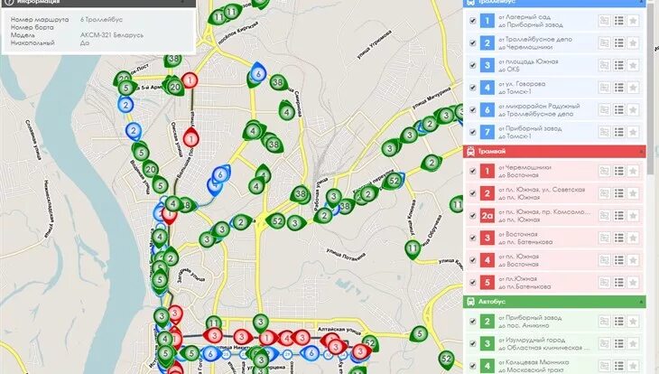 Автобус городской карты