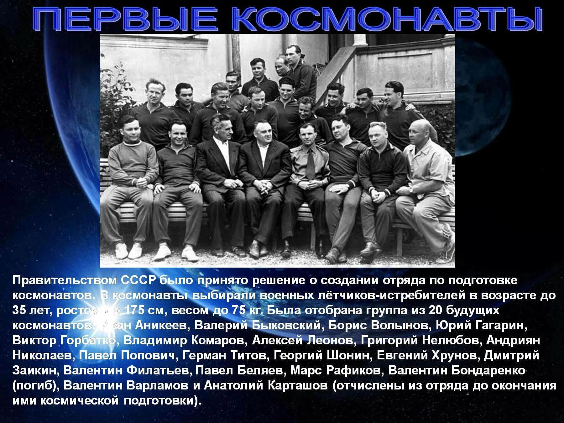 Первый отряд Космонавтов 1960. Подготовка первого отряда Космонавтов.