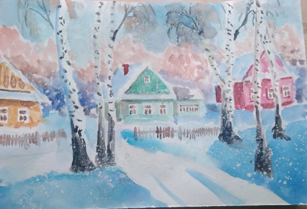 Зимнее утро 2 класс. Зимние рисунки. Рисунок на тему зима. Зимний пейзаж рисунок. Детские рисунки на тему зима.