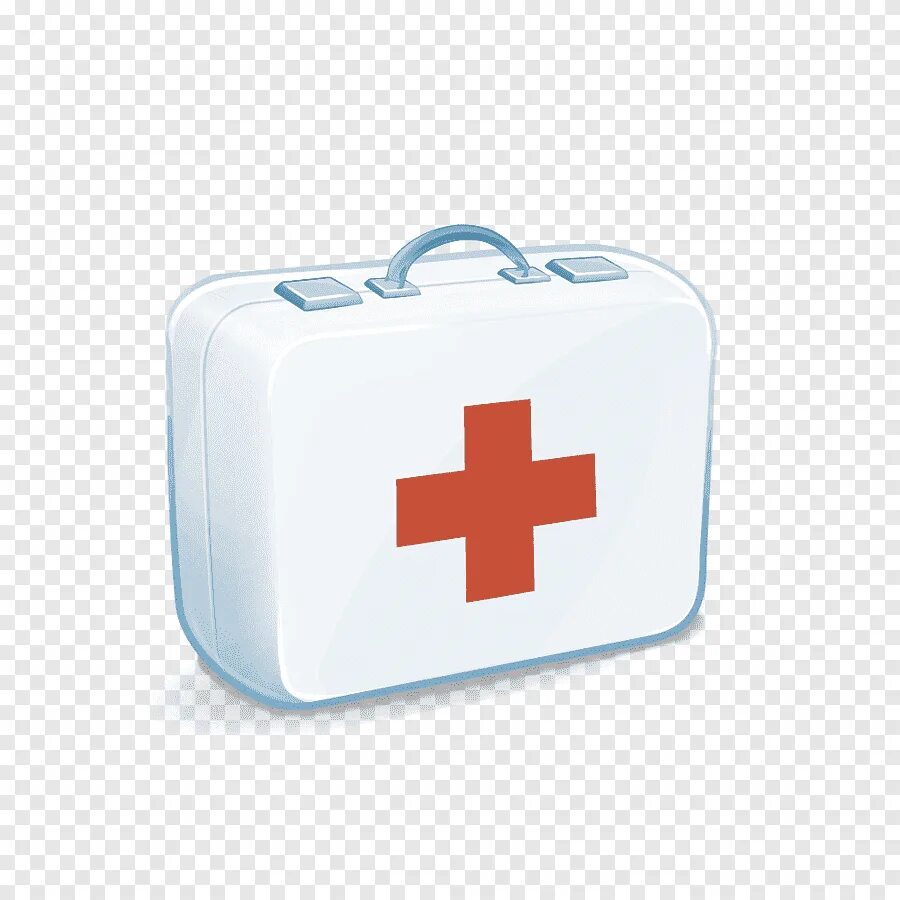 Аптечка. Чемоданчик с красным крестом. Медицинская аптечка. Медицинский чемоданчик на прозрачном фоне. Врач аптечка