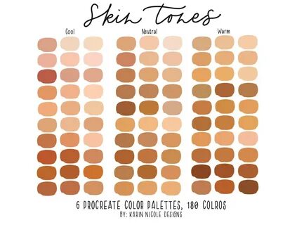Цветная палитра Skin Tones Procreate для iPad, 6 палитр 180 цветов, портрет...