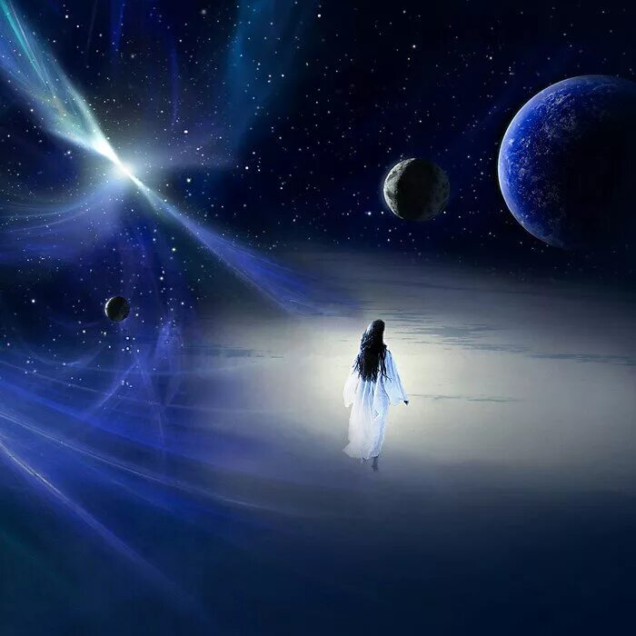 Во тьме ночной зажглась звезда. Полет души в космос. Вселенная души. Светлая любовь. Ночь звезды.