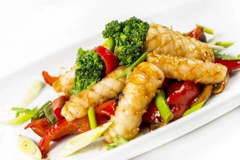 Кальмары с овощами по китайски