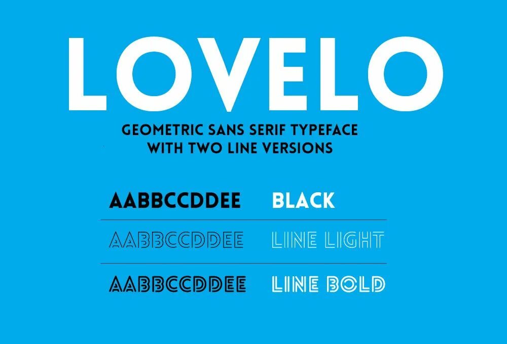 Lovelo font. Sans Serif typeface. Lovelo Black. Sans Serif Family.