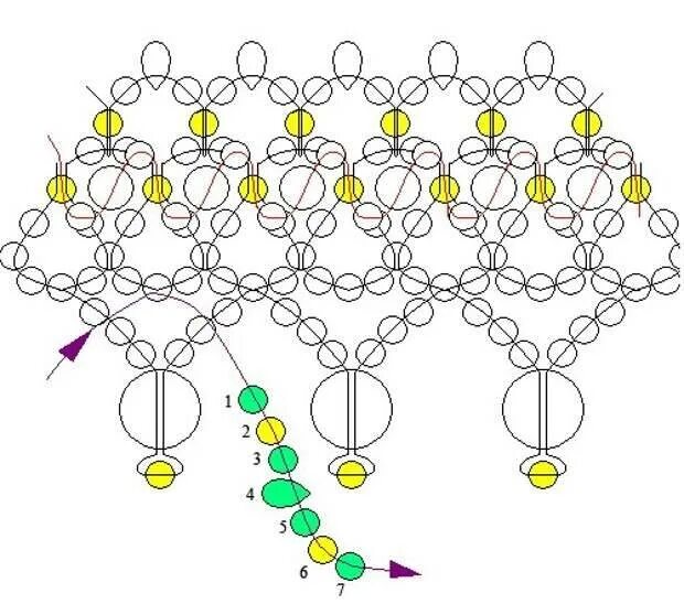 Схемы из стекляруса. Схема плетения колье из стекляруса. Бисероплетение колье и ожерелья из бисера и бусин схемы.