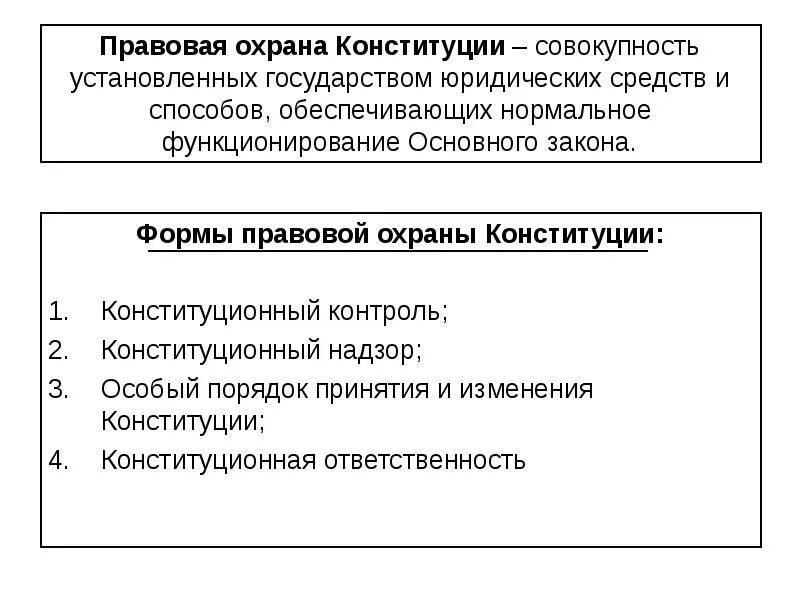 Основные принципы конституции ее содержание и форма. Формы правовой охраны конституции.